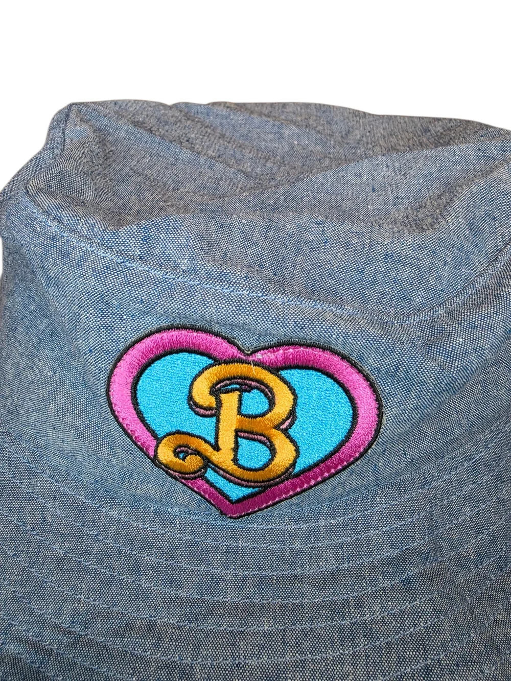 Barbie The Movie Heart Logo Blue Denim Bucket Hat - One Size